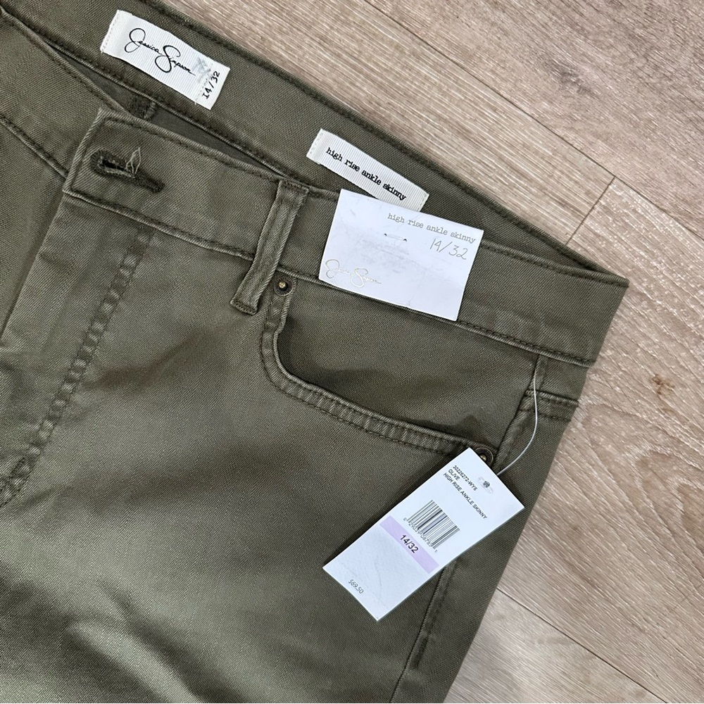 Jessica Simpson High Rise Ankle Skinny Green size 14 - Picture 2 of 7